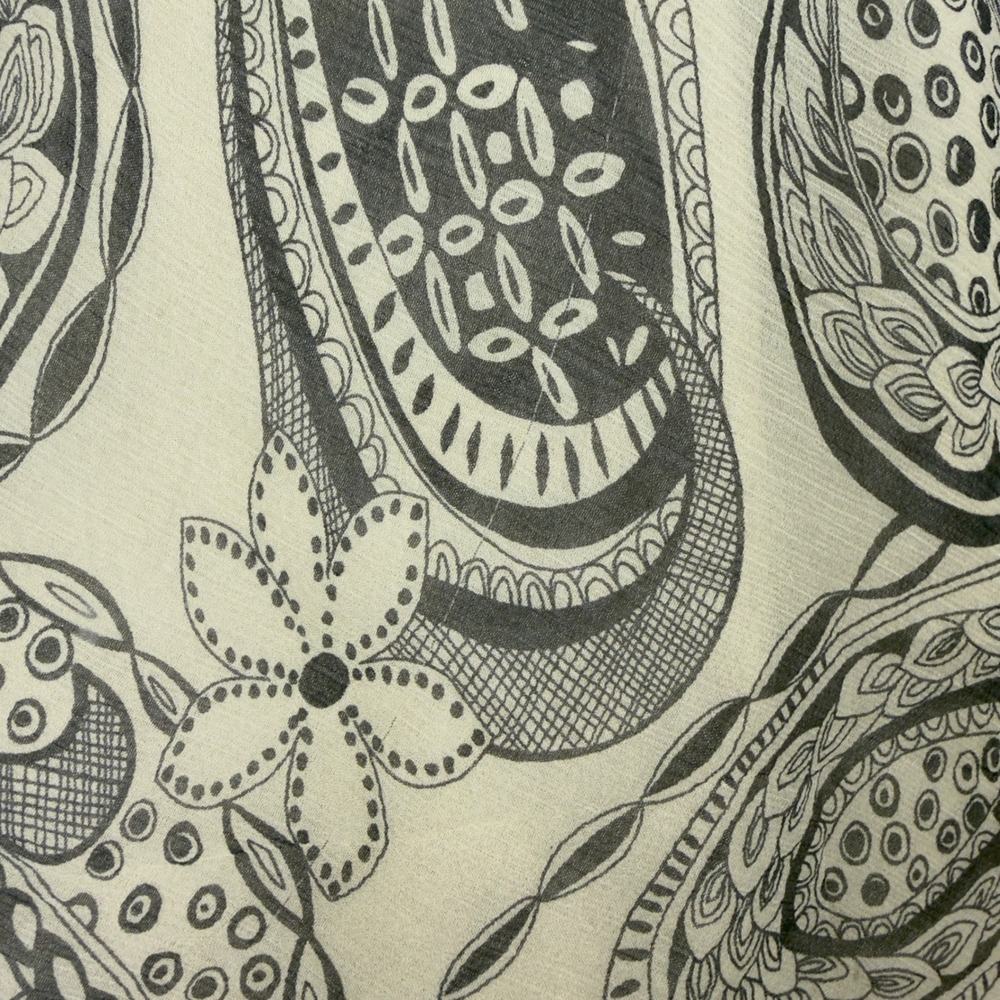 Vintage Putumayo Black Cream Paisley Silk Midi Skirt Small Boho - Picture 5 of 6